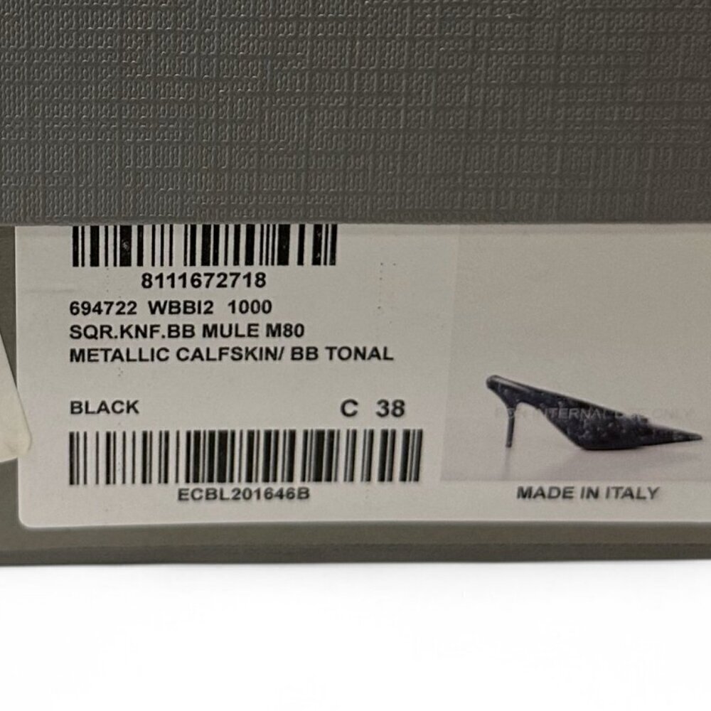 Balenciaga Women's Black Square Knife BB Mule Size 38 NEW IN BOX - Picture 16 of 16